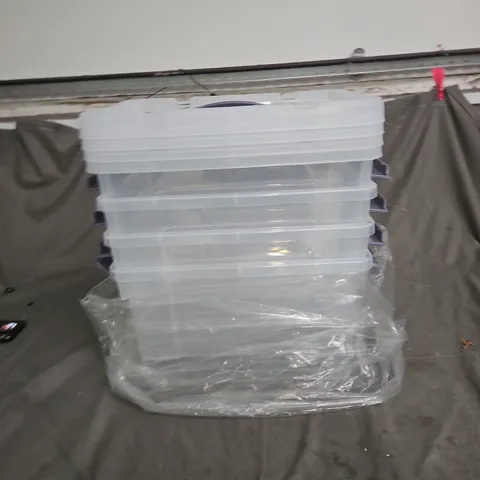 SET OF 4 CLEAR PLASTIC STACKABLE STORAGE BOXES WITH LIDS