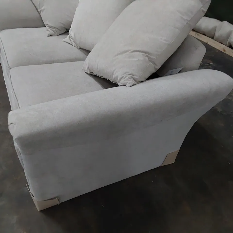 DESIGNER DURY TWO SEATER SOFA WITH SCATTER CUSHIONS GREY FABRIC 