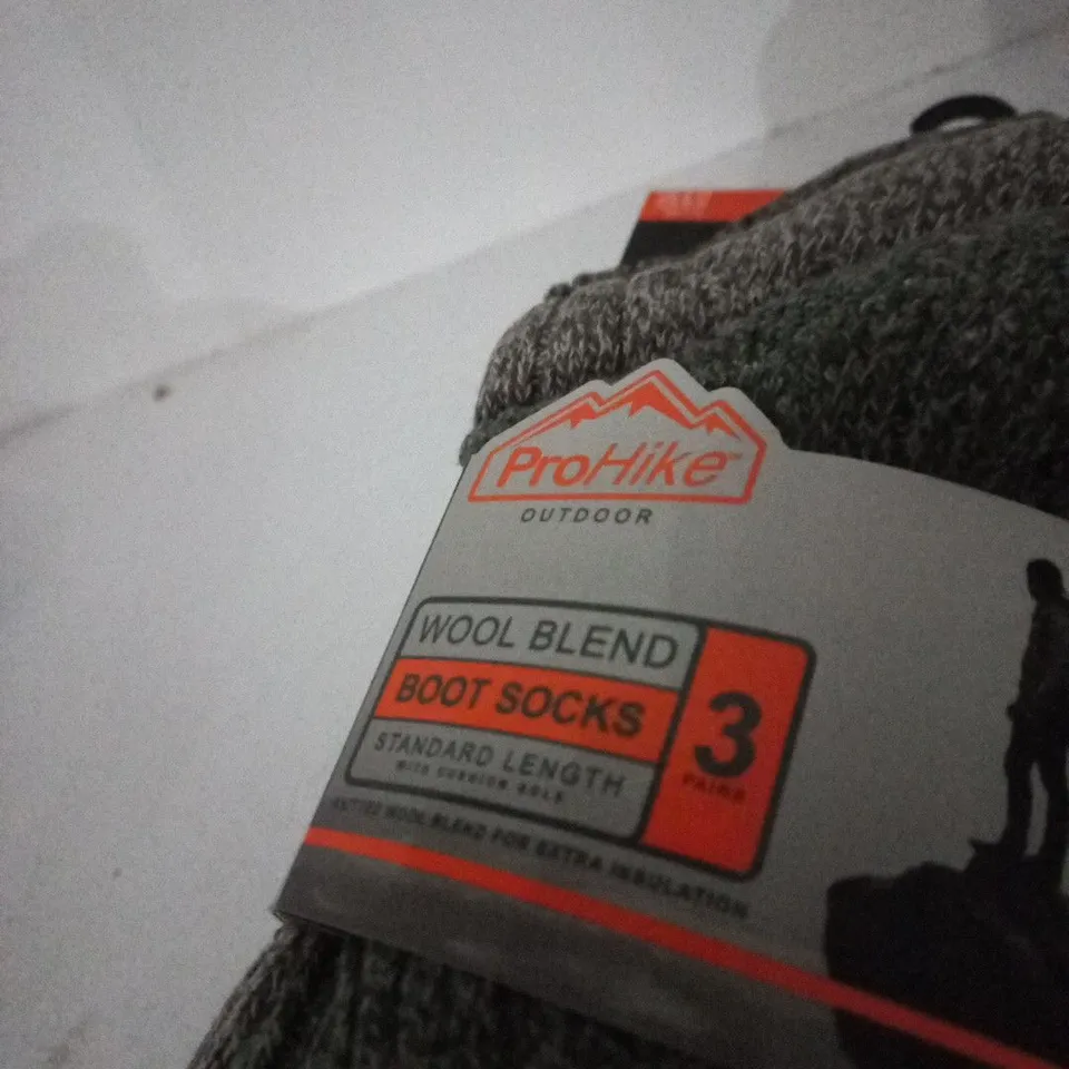 PROHIKE WOOL BLEND BOOT SOCKS – 3 PAIRS (GREY) – OUTDOOR