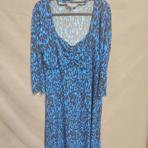 SOSANDAR BLUE LEOPARD PRINT DRESS SIZE 18