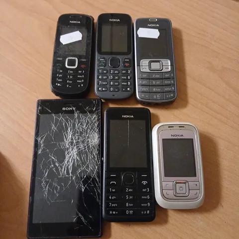 SIX ASSORTED NOKIA/SONY MOBILE PHONES