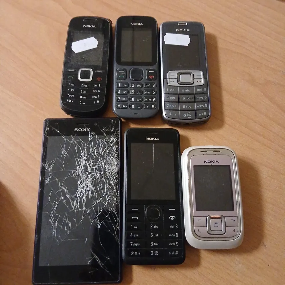 SIX ASSORTED NOKIA/SONY MOBILE PHONES