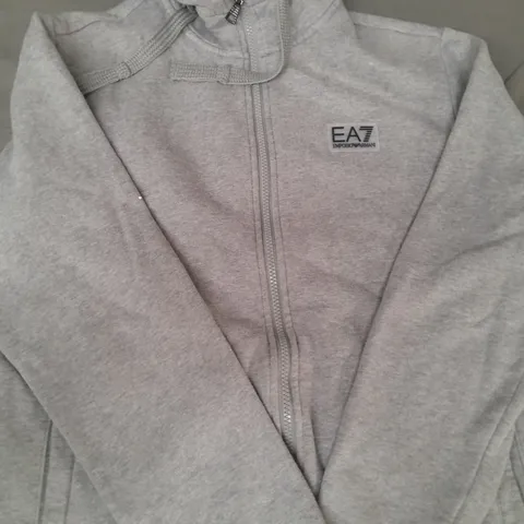 EMPORIO ARMANI LONG SLEEVE ZIP-UP HOODIE IN GREY SIZE SMALL