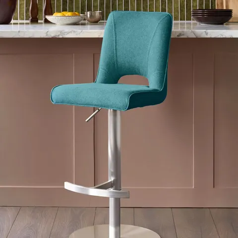 BOXED DANETTI LUDO TEAL FABRIC GAS LIFT BAR STOOL