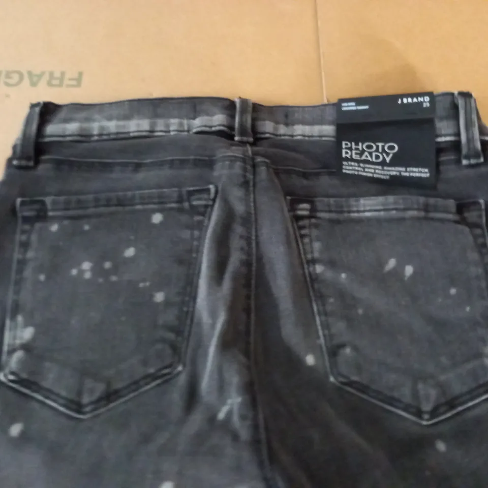 BRAND NEW J BRAND MID RISE CROPPED SKINNY JEANS IN DISTRESSED BLACK - 25