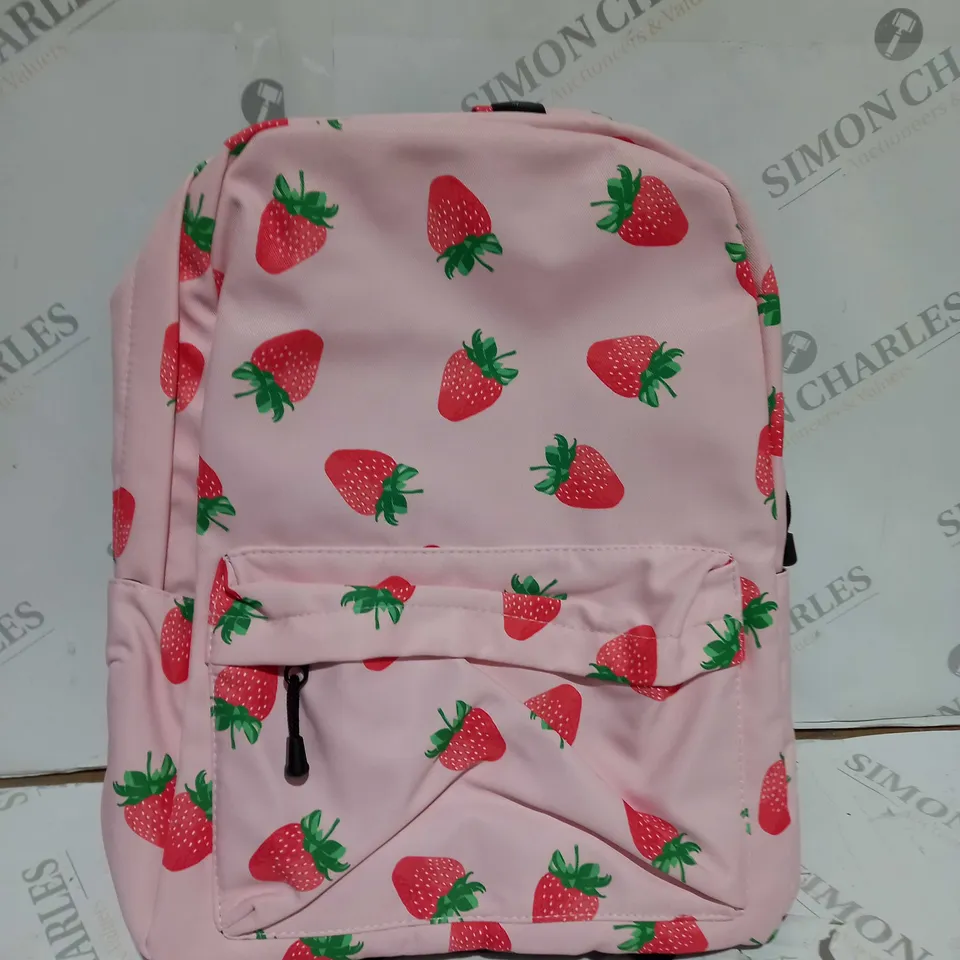 KIDS PINK STRAWBERRY PRINT BACKPACK 