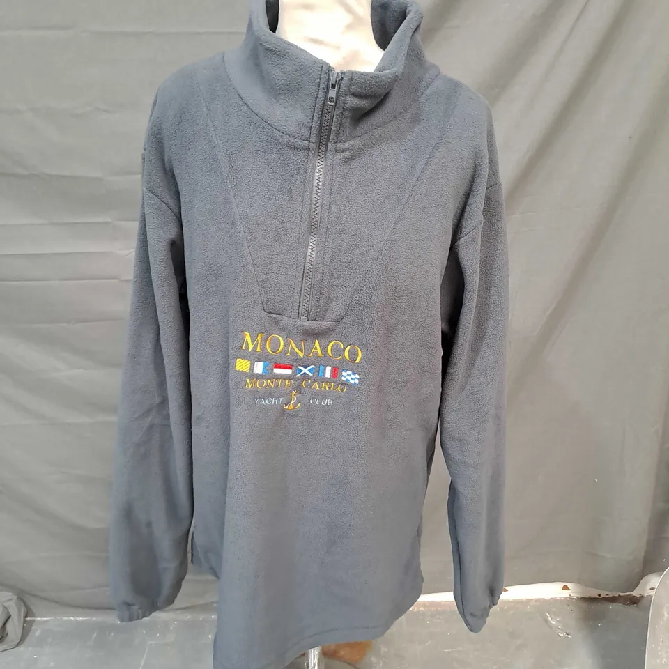 MONACO MONTE CARLO YACHT CLUB ZIP FLEECE GREY SIZE LARGE