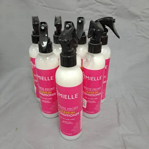 LOT OF 8 BOTTLES OF MIELLE WHITE PEONY LEAVE-IN CONDITIONER - 240ML PER BOTTLE
