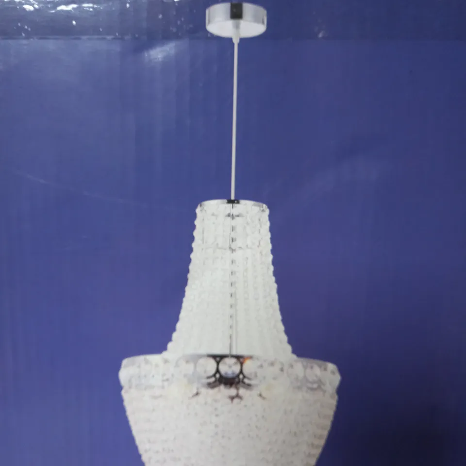 BOXED GLOBO 3 LIGHT CRYSTAL CHANDELIER CHROME 