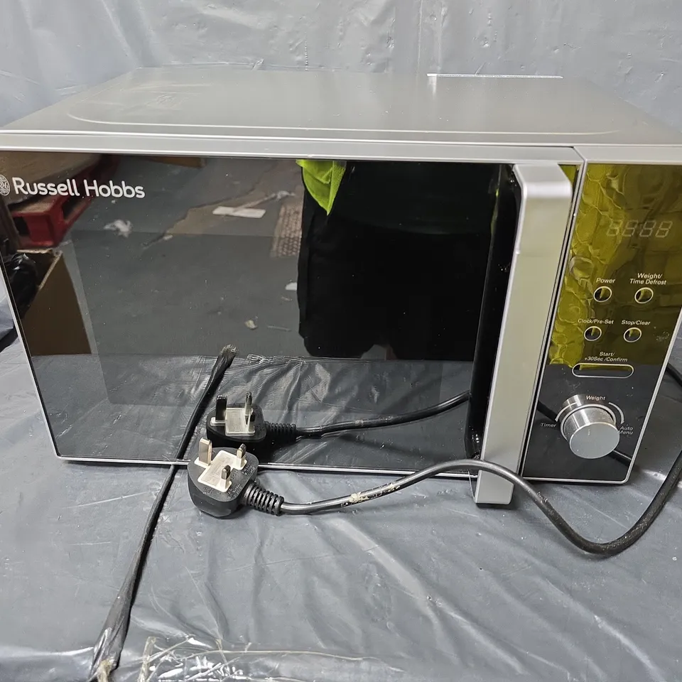 RUSSELL HOBBS 800-WATT MICROWAVE - SILVER - COLLECTION ONLY 