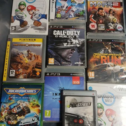 LOT OF 10 ASSORTED VIDEO GAMES TO INCLUDE CALL OF DUTY GHOSTS FOR PS3, NEED FOR SPEED FOR PSP AND ATLANTIS FOR GBA