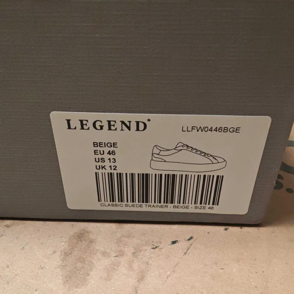 BOXED LEGEND CLASSIC SUEDE TRAINER – BEIGE (UK 12, EU 46, US 13)
