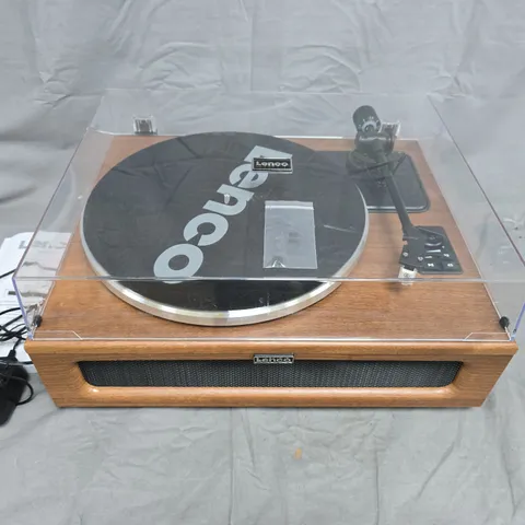 LENCO TURNTABLE WITH WOODEN PLINTH AND CLEAR DUST COVER