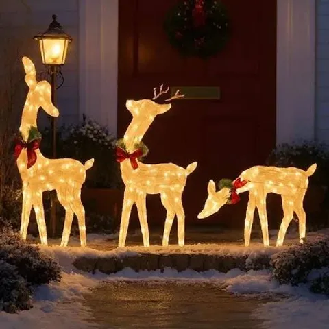 BOXED NEO SET OF 3 OUTDOOR DEER DECORATIONS (1 BOX)