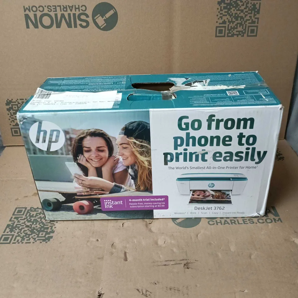 HP DESKJET 3762 ALL-IN-ONE PRINTER – TEAL & WHITE BOXED
