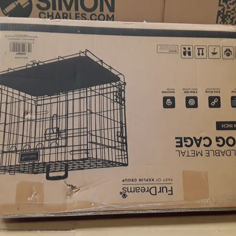 BOXED KEPLIN FOLDABLE METAL DOG CAGE 24 INCH