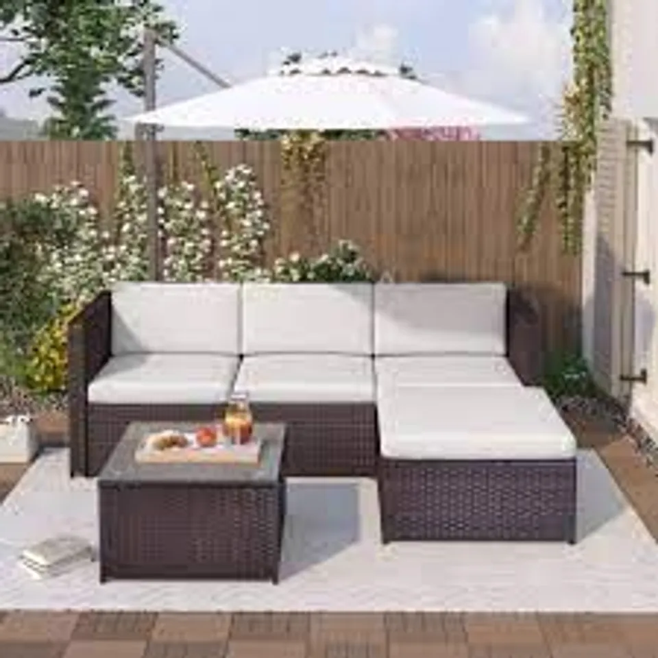 BOXED ABHIGNA 4 SEATER RATTAN GARDEN CORNER SOFA SET ( BOX OF 2 )