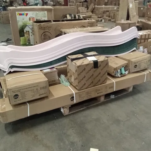 PALLET OF ASSORTED INCOMPLETE PLUM OUTDOOR PLAY STRUCTURE PARTS AND PIECES