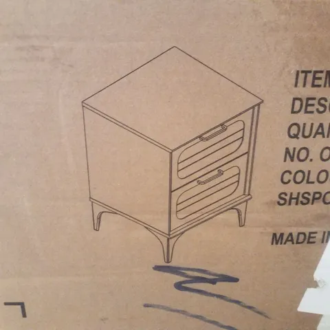 BOXED 2 DRAWER BEDSIDE TABLE - PARCHMENT (1 BOX)