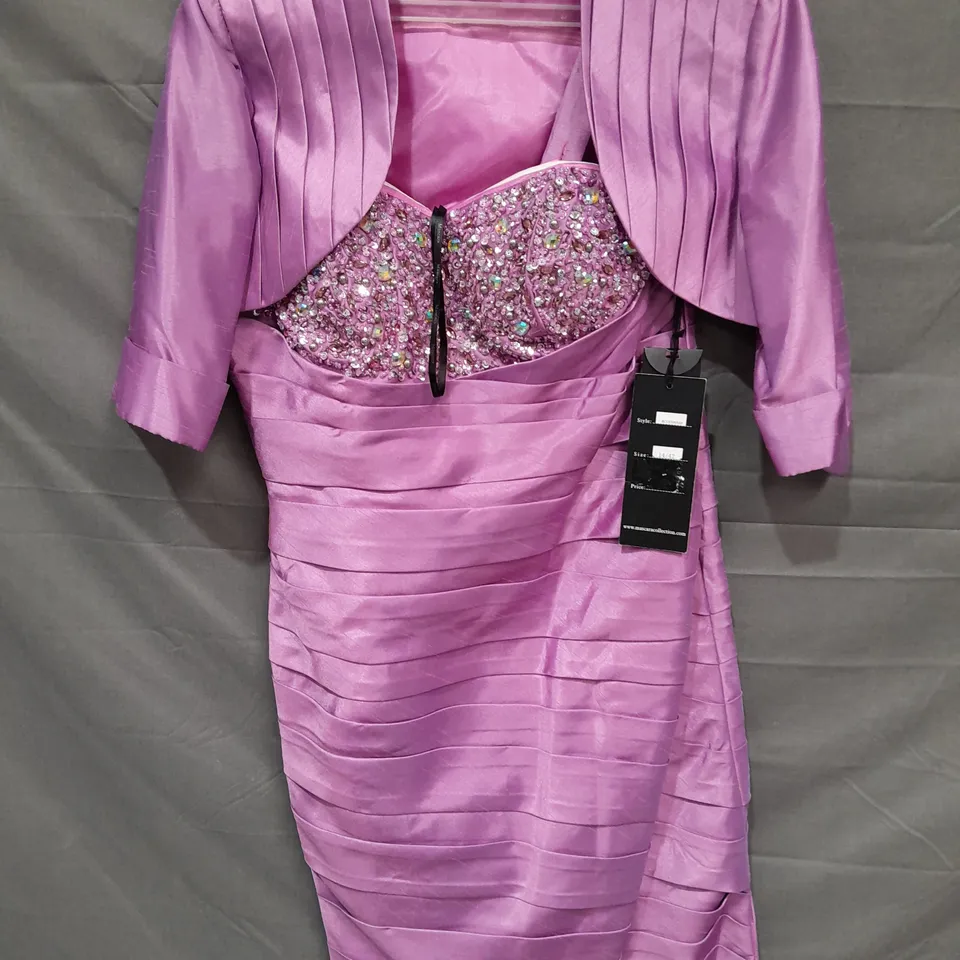 MASCARA EMBELLISHED OCCASIONAL DRESS AND JACKET SET IN PINK - 14
