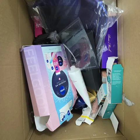 BOX OF APPROXIMATELY 20 ASSORTED BEAUTY ITEMS TO INCLUDE: PUREGLO SEA BUCKTHORN OIL