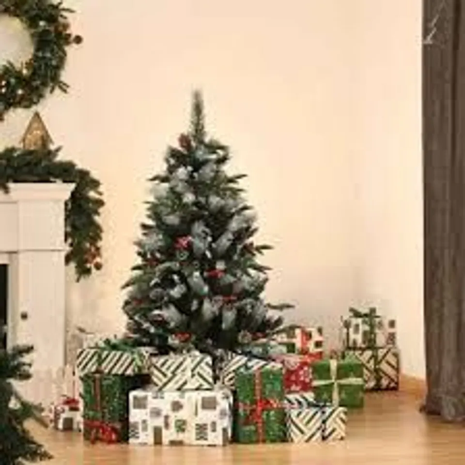 BOXED 180CM H GREEN PINE FLOCKED CHRISTMAS TREE (1 BOX)