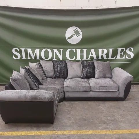 LANA FABRIC AND FAUX LEATHER LEFT HAND CORNER GROUP SOFA