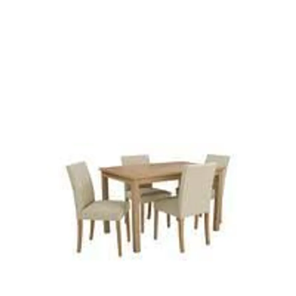 BOXED PRIMO 120CM & 4 FABRIC CHAIRS - GREY/OAK (1 OF 2 BOXES INCOMPLETE) RRP £339