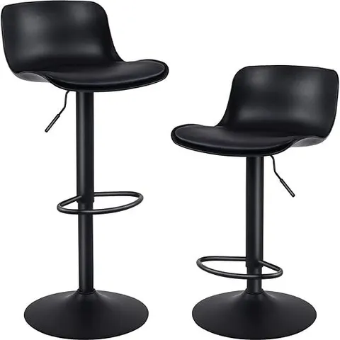 BOXED YOUNIKE INDUSTRIAL MODERN ADJUSTABLE SWIVEL METAL BAR STOOL (SET OF 2) - BLACK (1 BOX)