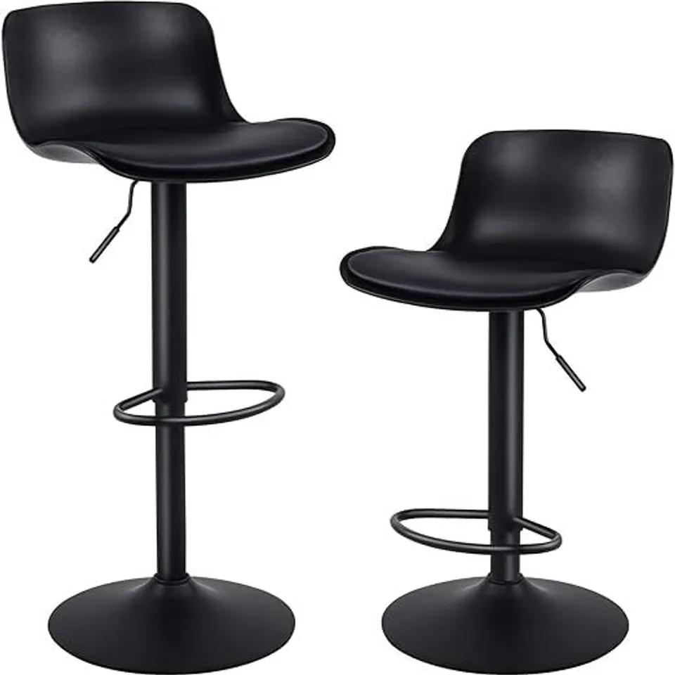 BOXED YOUNIKE INDUSTRIAL MODERN ADJUSTABLE SWIVEL METAL BAR STOOL (SET OF 2) - BLACK (1 BOX)