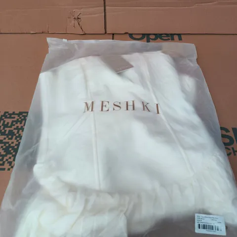 MESHKI STACIE PLEATED HALTER MAXI DRESS – IVORY, SIZE M