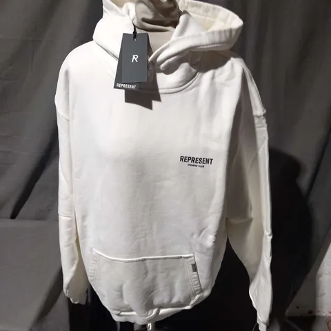 REPRESENT OWNERS CLUB FLAT WHITE HOODED TOP SIZE M