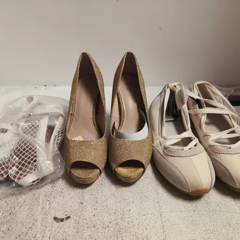 BOX OF APPROXIMATELY 15 ASSORTED PAIRS OF SHOES AND FOOTWEAR ITEMS IN VARIOUS COLOURS, STYLES, AND SIZES - COLLECTION ONLY