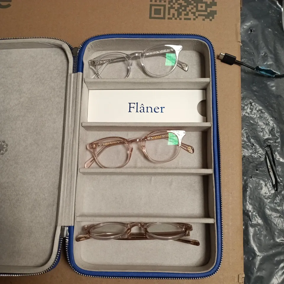 BLOOBLOOM  EYEWEAR SET: TWO FRAMES IN BLUE ZIP CASE