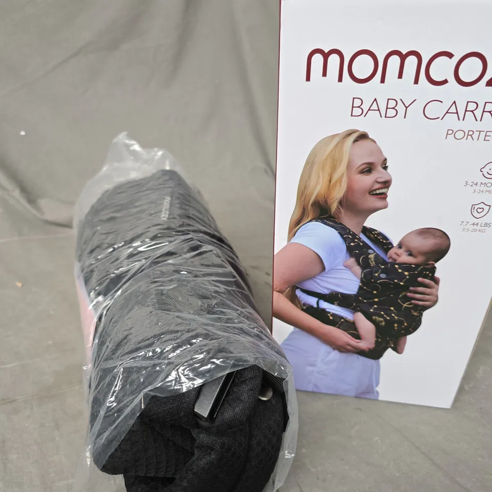 BOXED MOMCOZY BABY CARRIER IN BLACK - 3-24 MONTHS 