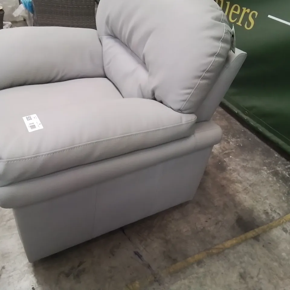 DESIGNER EASY CHAIR LIGHT GREY FAUX LEATHER 
