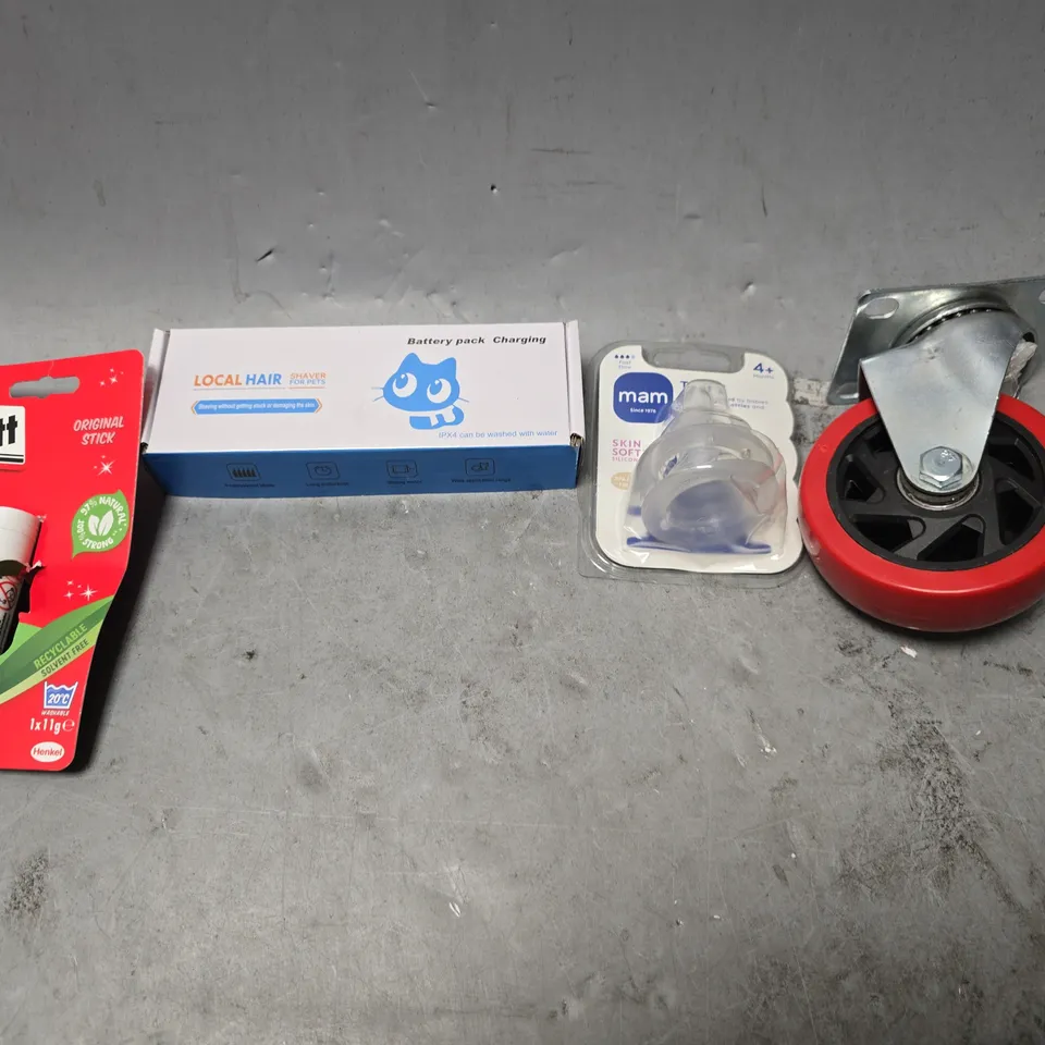 APPROXIMATELY 8 ASSORTED ITEMS TO INCLUDE - PRITT STICK , SHAVER FOR PETS , MAM TEAT 3 ETC
