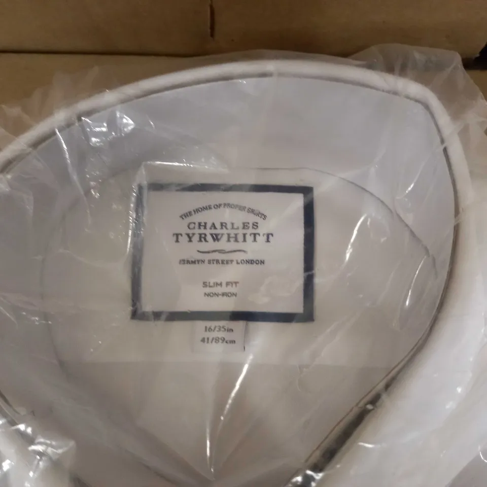 CHARLES TYRWHITT WHITE COLLARED SHIRT - SLIM FIT NON IRON SIZE 16/35" 41/89CM