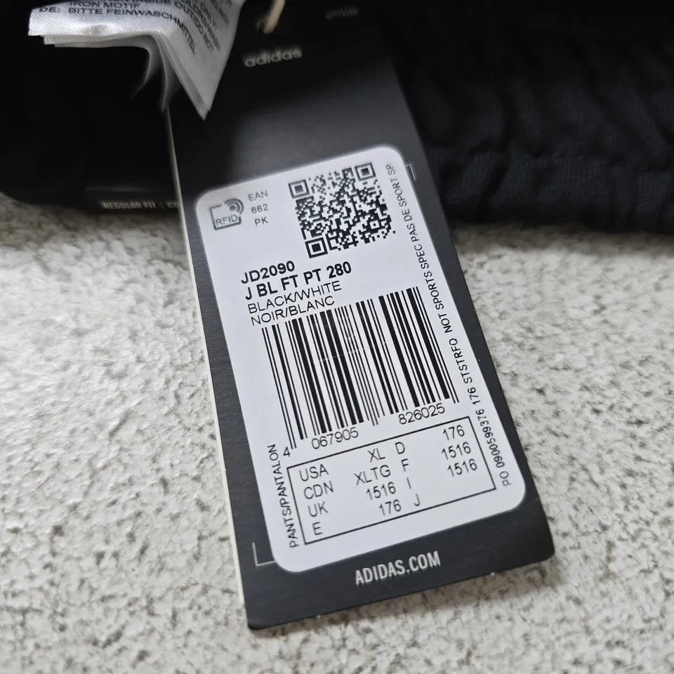 ADIDAS BLACK JOGGERS WITH WHITE TREFOIL LOGO