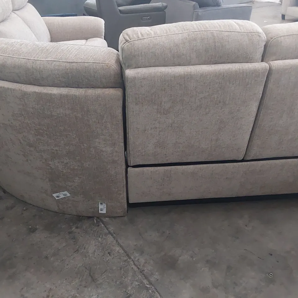 DESIGNER POWER RECLINING CORNER GROUP GREY FABRIC 