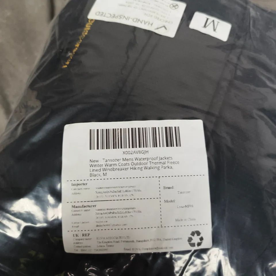 TANSOER MEN'S WATERPROOF PARKA JACKET – BLACK, UK M