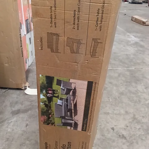 BOXED KEPLIN 4 SEATER SOFA GARDEN RATTAN SET GREY COLOUR