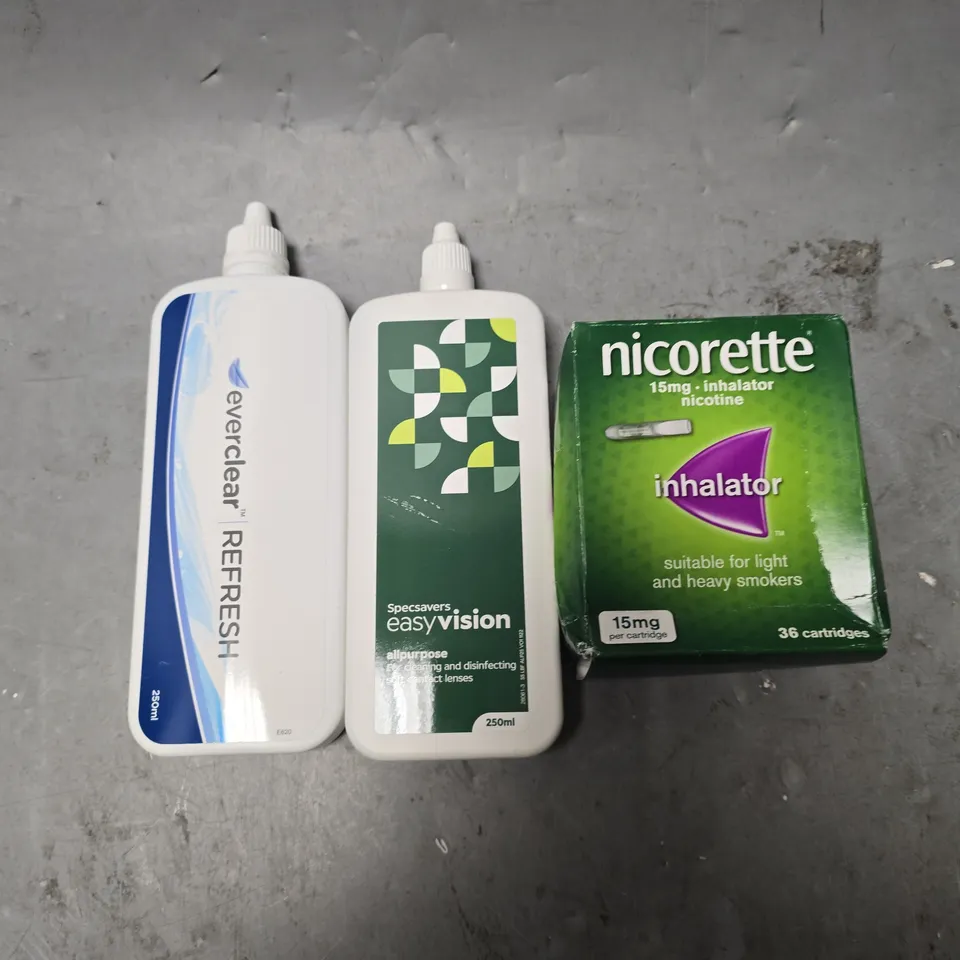 APPROXIMATELY 15 ASSORTED HEALTH PRODUCTS TO INCLUDE NICORETTE & CONTACT LENS SOLUTIONS - COLLECTION ONLY  