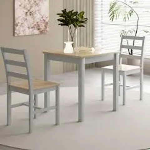 BOXED HOLCOMBE 2 SEATER WOODEN DINING SET - GREY WITH NATURAL TOP
