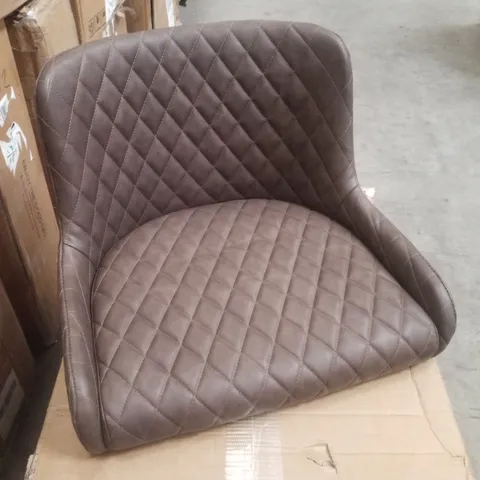 BOXED SET OF 2 BROWN FAUX LEATHER DINING CHAIRS