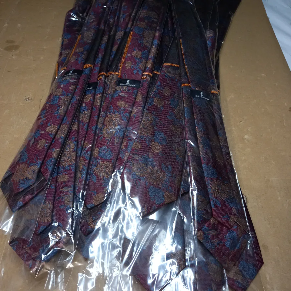 MOSES KUSHNER LOT OF 18 PURPLE WITH ORANGE AND LIGHT BLUE FLOWERS TIES