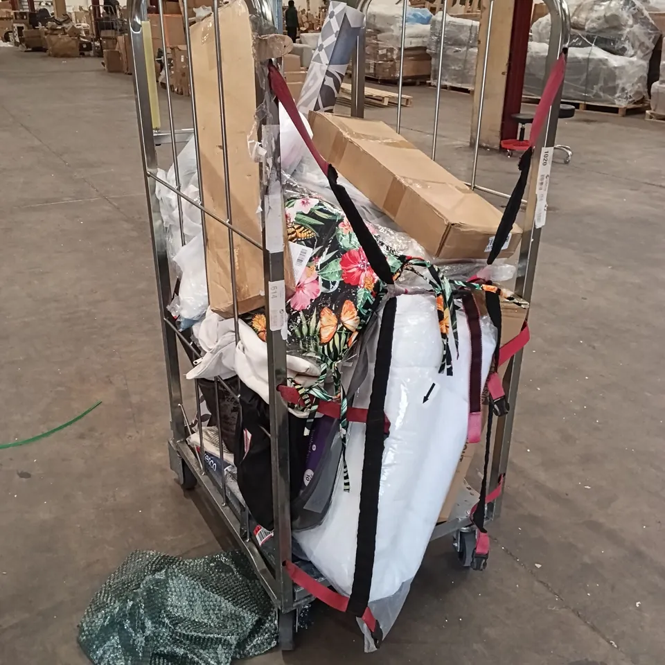 CAGE OF ASSORTED HOUSEHOLD ITEMS AND GOODS - CAGE NOT INCLUDED