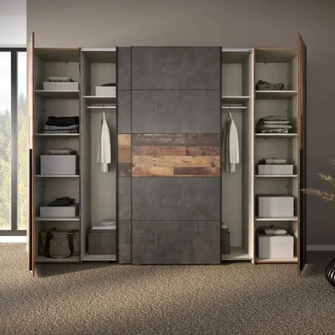 BOXED DEBARR 4 DOOR MANUFACTURED WOOD WARDROBE (5BOXES)
