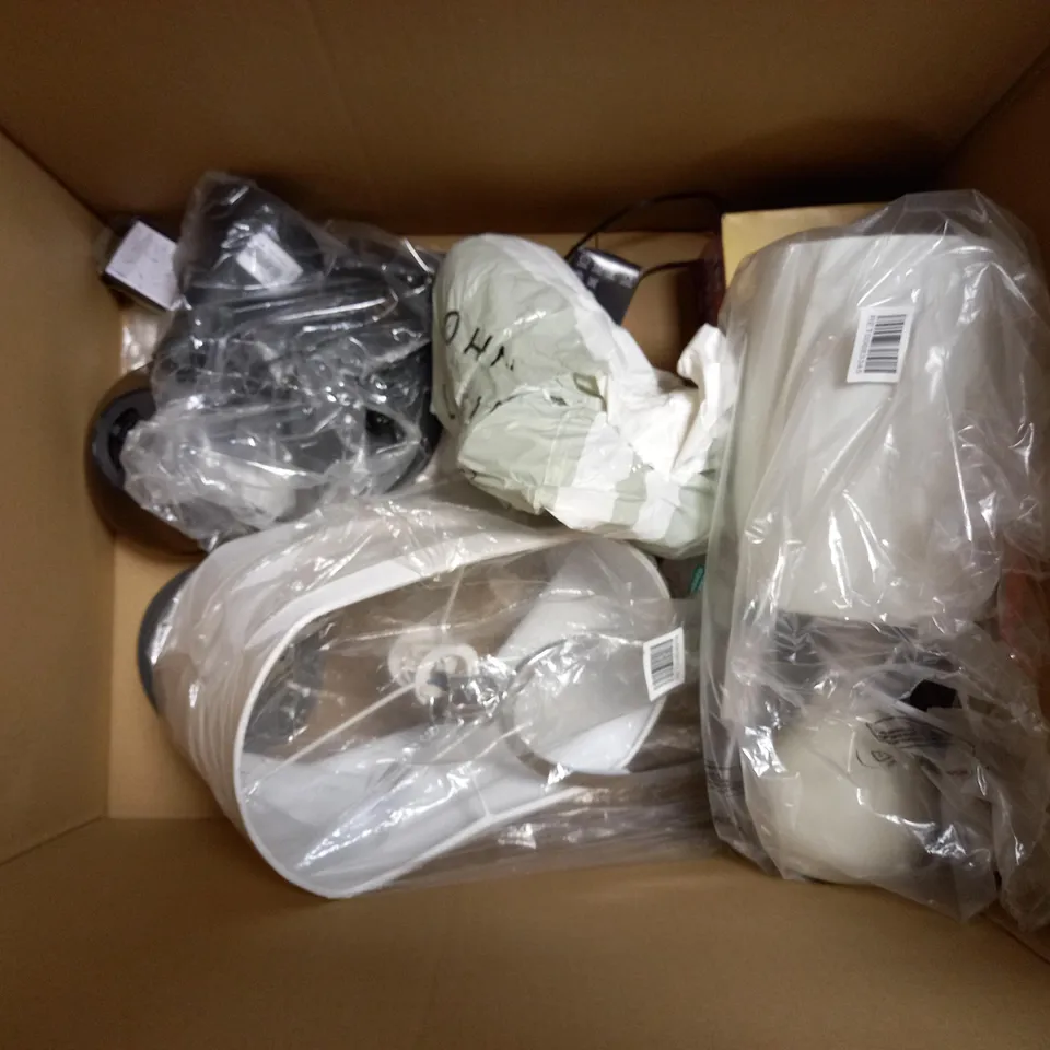 BOX OF APPROX 10 ITEMS TO INCLUDE JOHN LEWIS DEXTER TOUCH LAMP, JOHN LEWIS WALL LIGHT AND JOHN LEWIS DESK LAMP