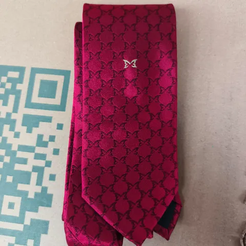 MERTRA MONOGRAM TIE IN WINE RED